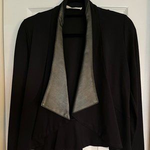 MISS LOVE Black Blazer/Cardigan With Leather Trim